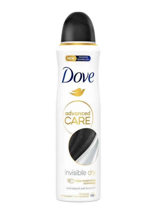 Dove Invisible Dry Antiperspirant Deodorant Spray 150ml 3-Pack No Marks