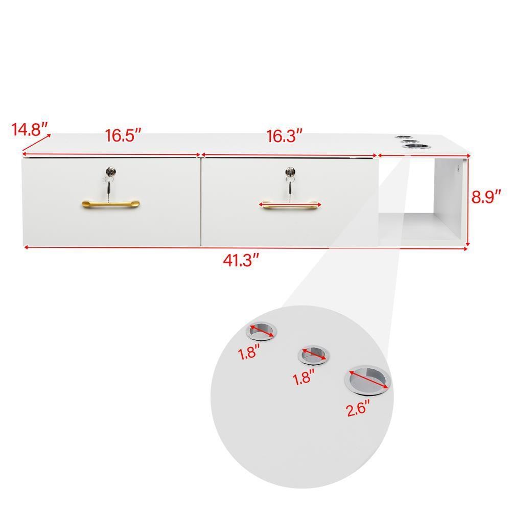 Wall Mount Hair Styling Station with Locking Drawers Salon Cabinet Organizer