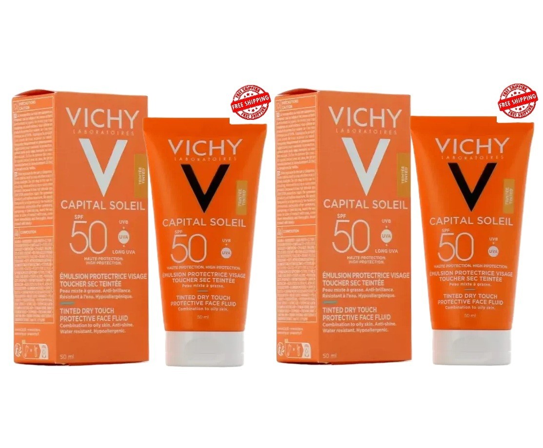 Vichy SPF 50 Tinted Mattifying BB Cream Face Fluid 50ml - 2 Pack