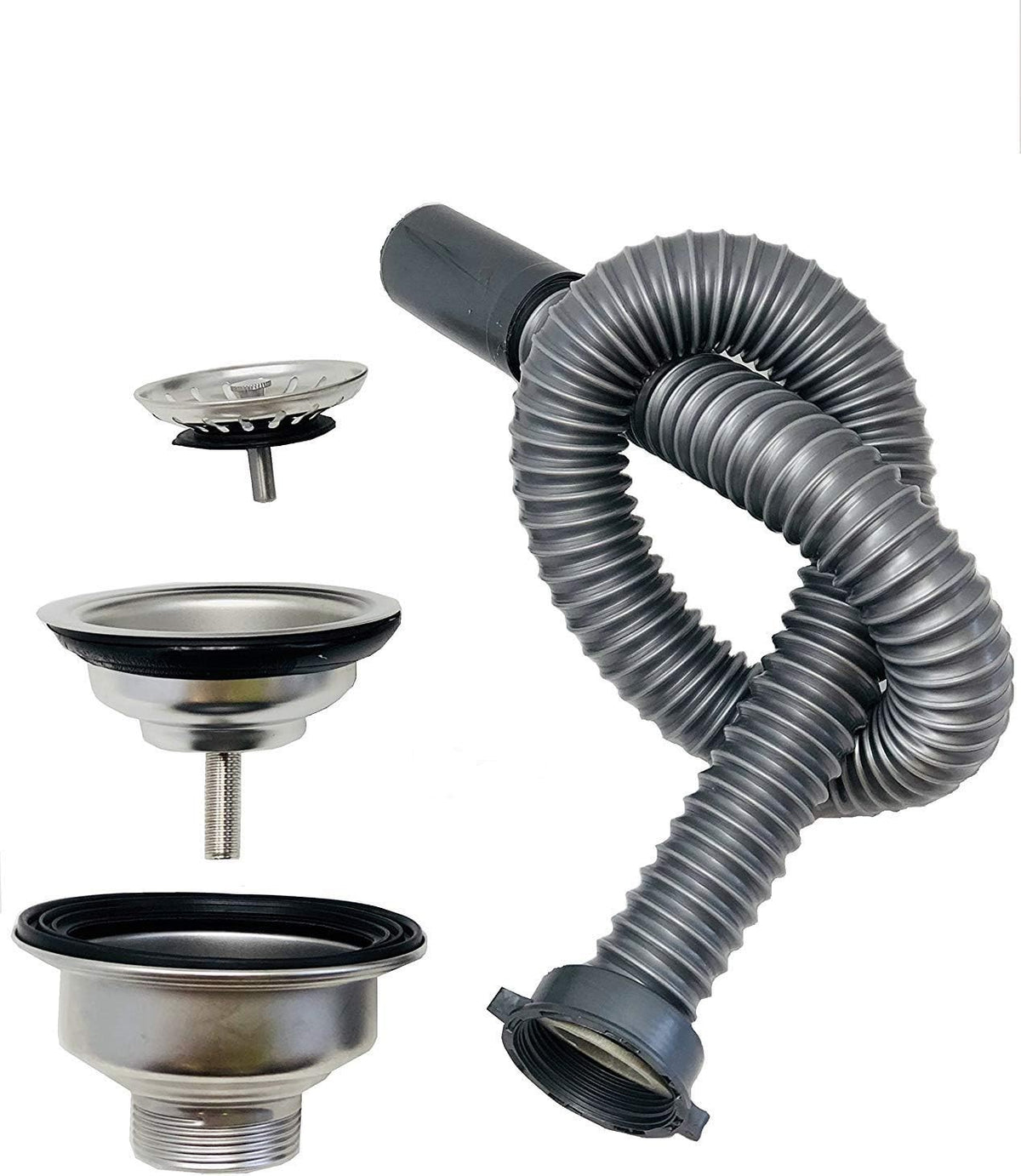 Salon Shampoo Bowl Drainage Assembly with Stainless Steel Flex Pipe