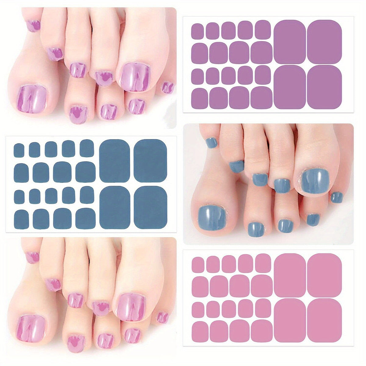 Solid Color Nail Polish Stickers & Toenail Stickers Set for Women