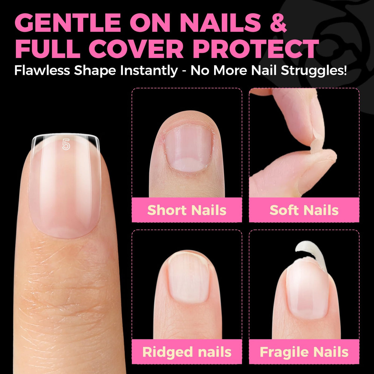 Extra Short Square Nail Tips - Clear Gel Tips for DIY Manicure