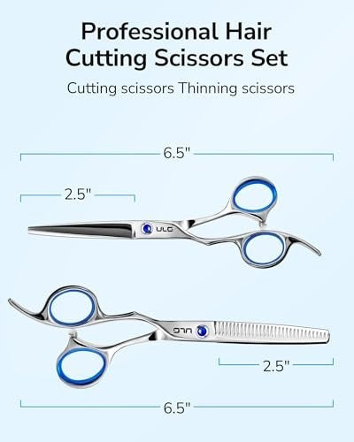 Professional Left-Handed Hair Cutting Scissors & Thinning Shears Kit 6.5"