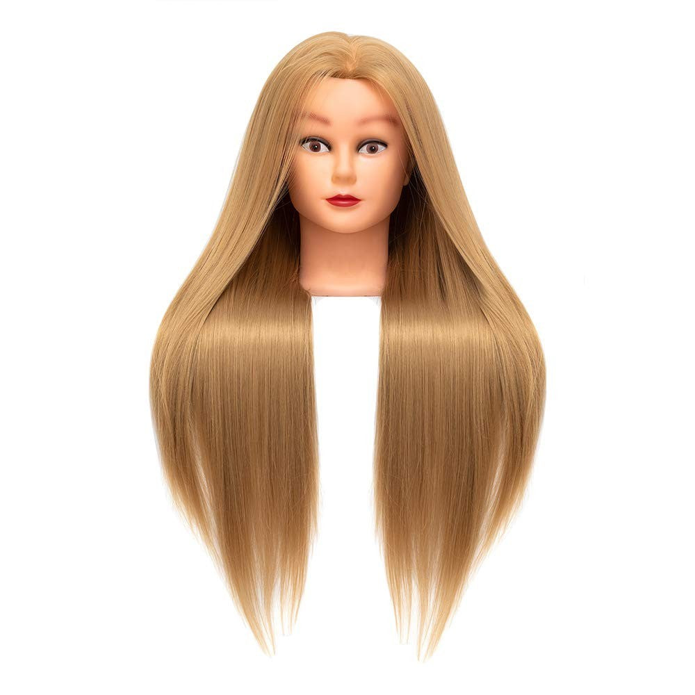 High-Temperature Synthetic Mannequin Head for Hair Styling Practice - 26-28 Inches