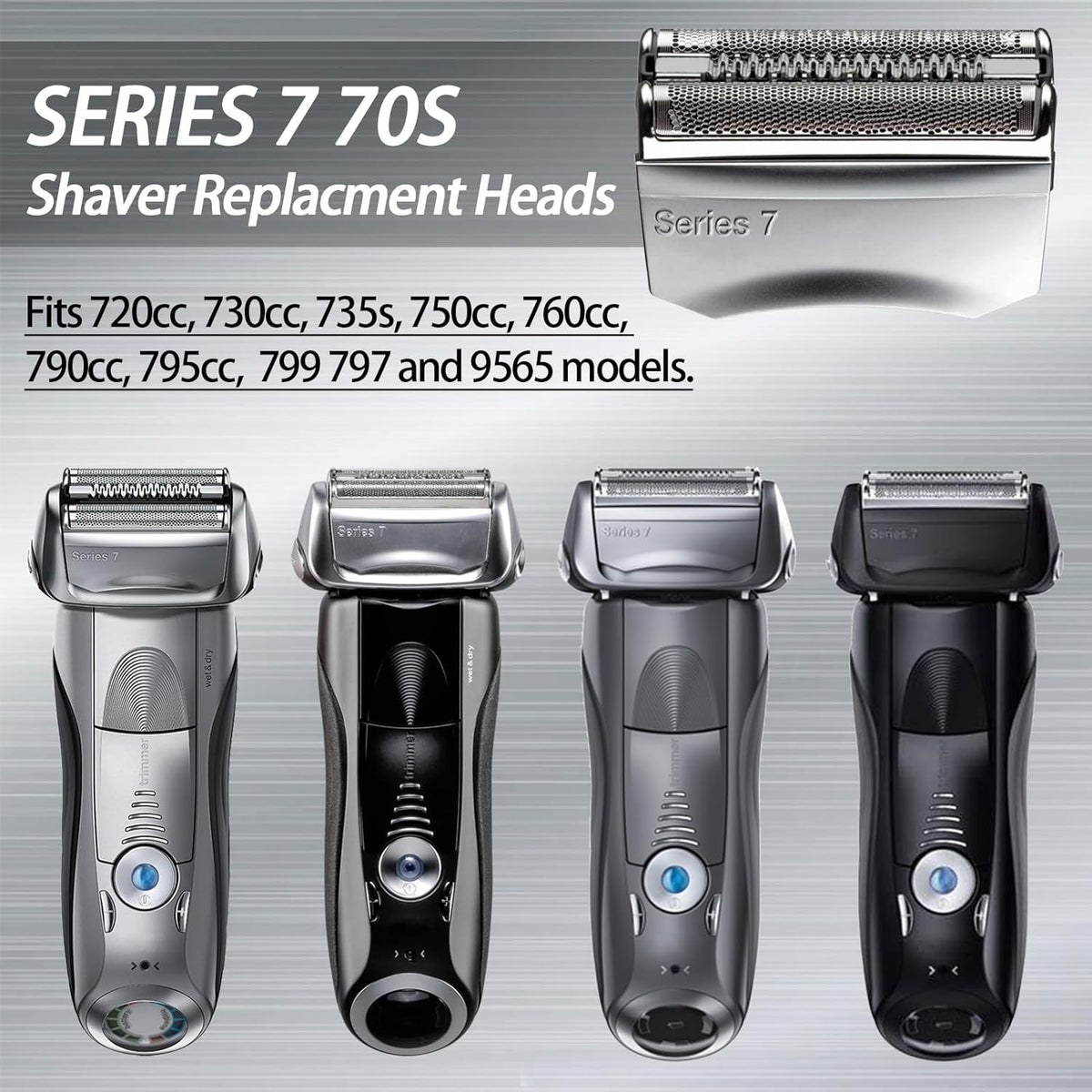2 Pack Replacement Foil Cutter for Braun Series 7 Electric Shaver 70S