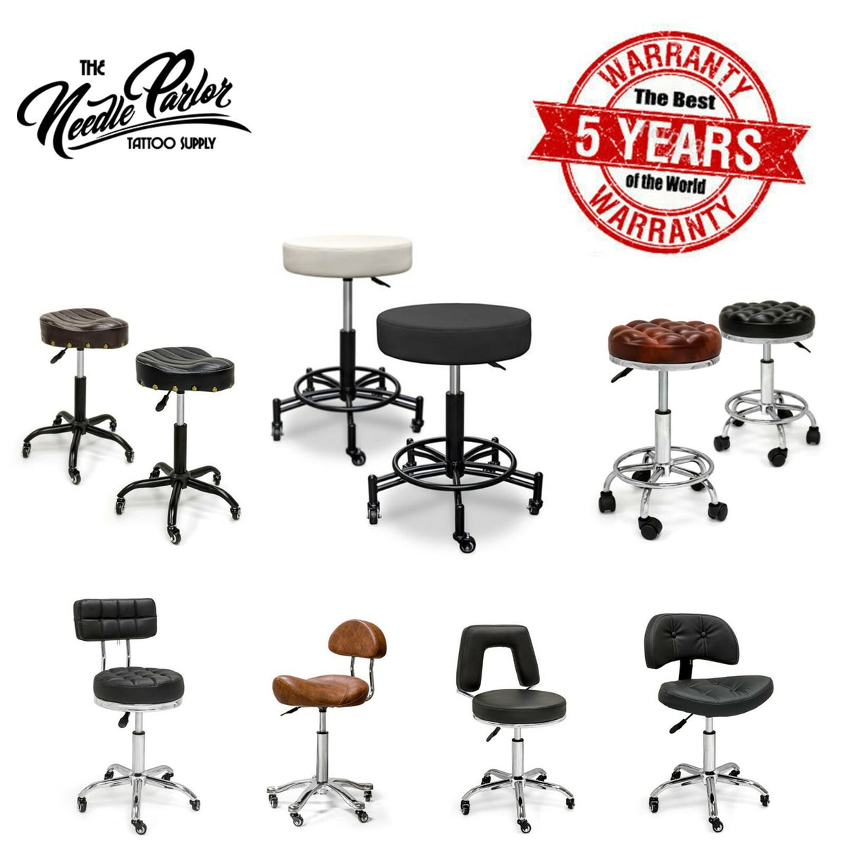Adjustable Swivel Stool with Wheels for Salon Spa Tattoo Facial Massage