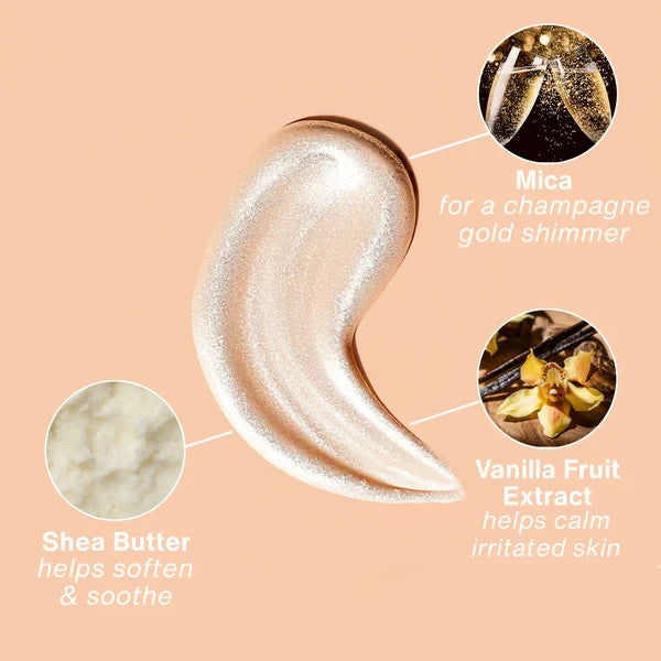 Hydrating Body Moisturizer with Shimmer - Vanilla & Sugar Scent, 17oz