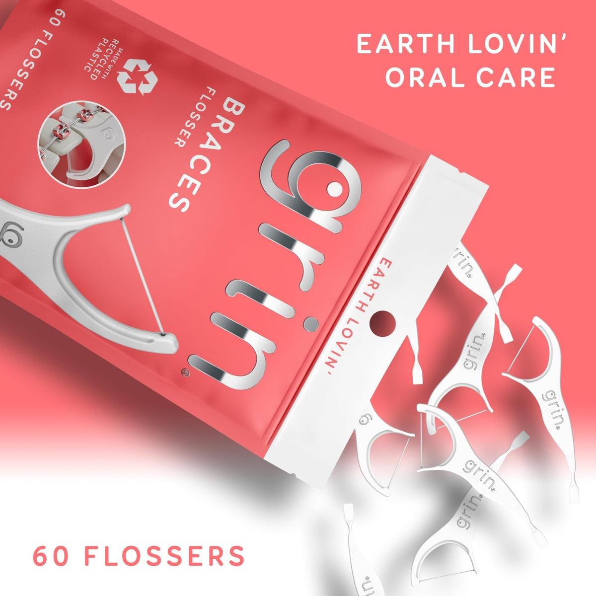Braces Floss Picks - 60 Count Dental Flossers for Braces & Wires