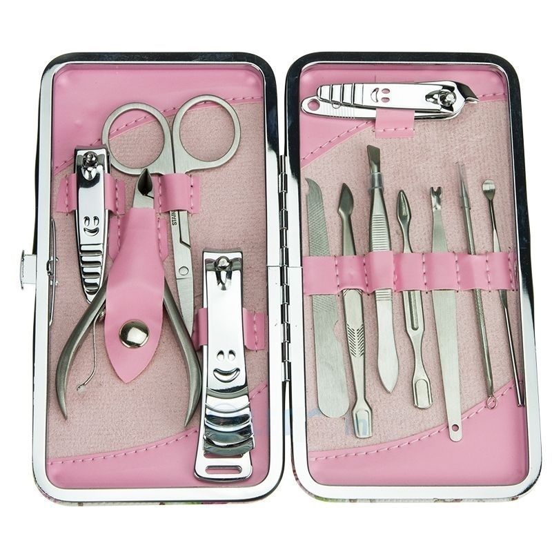 12-Piece Manicure Pedicure Nail Clipper Set with Case and Grooming Tools