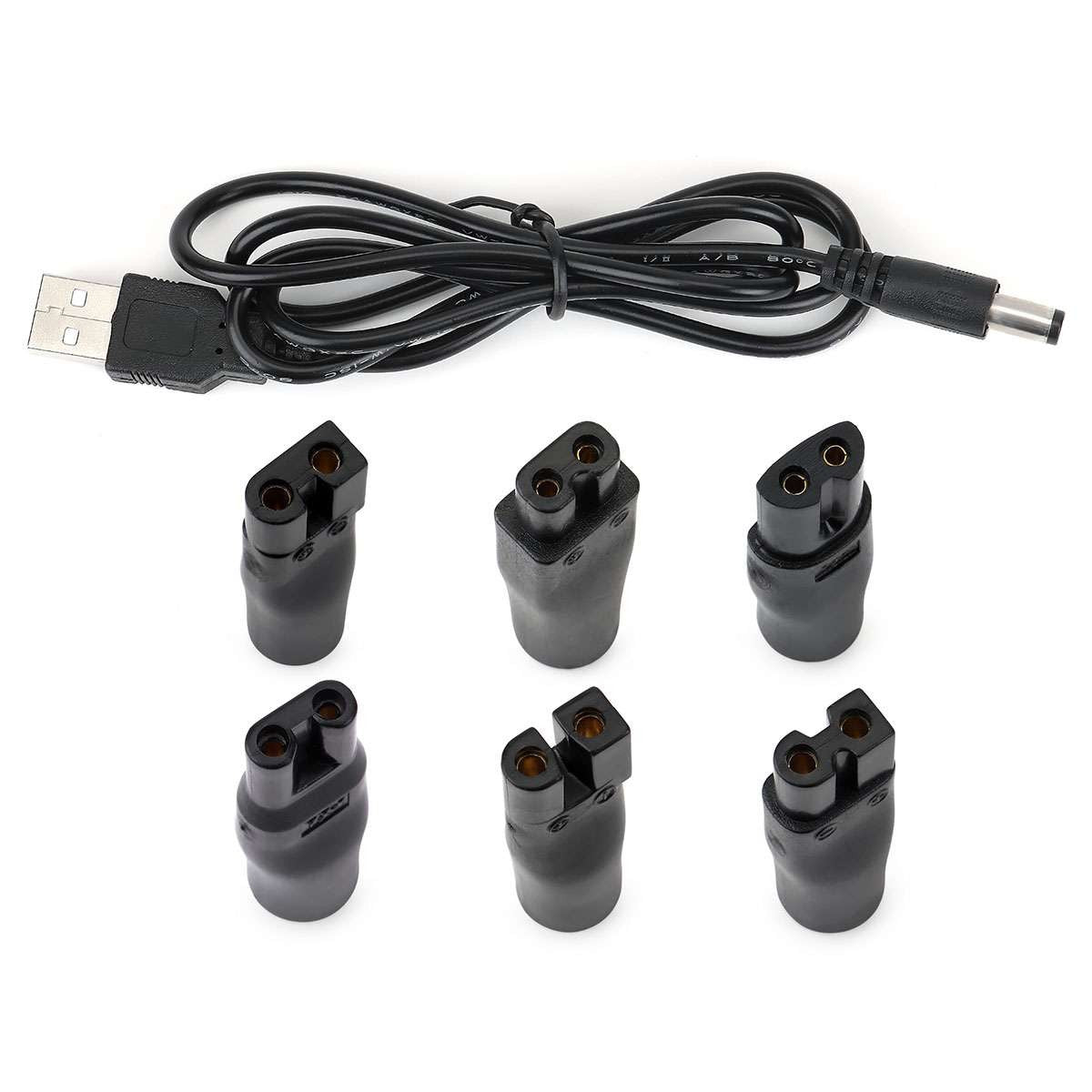 7Pcs USB Power Cord & Adapter Set for Hair Clippers & Trimmers Replacement