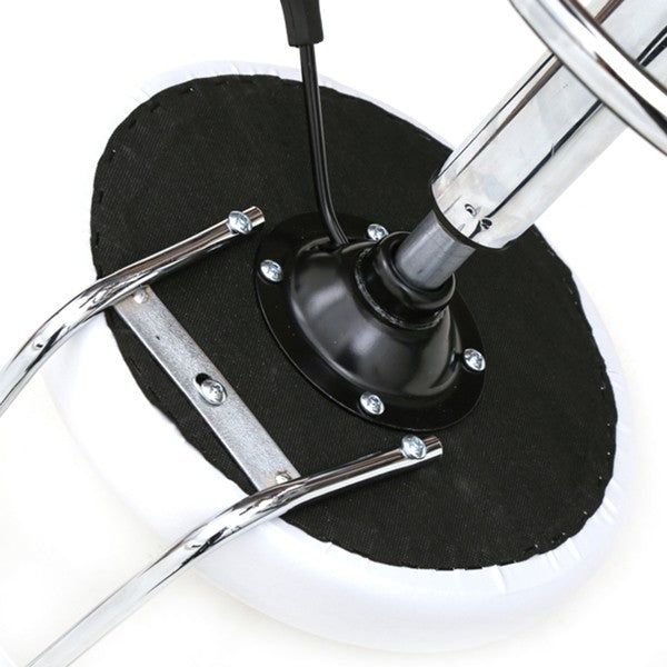 White Adjustable Salon Stool with Backrest and 360° Swivel