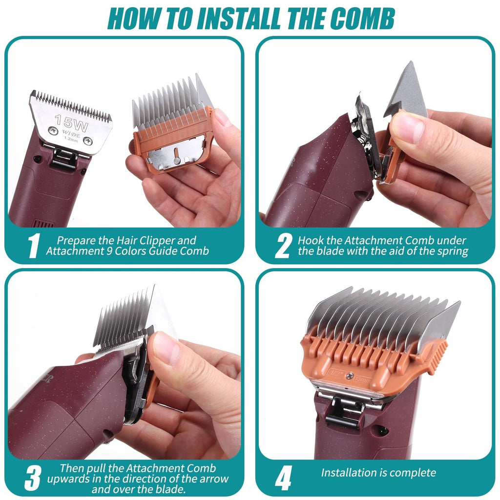 Dog Grooming Clippers Guard Set Stainless Steel Wide Comb Attachments for A5 Series