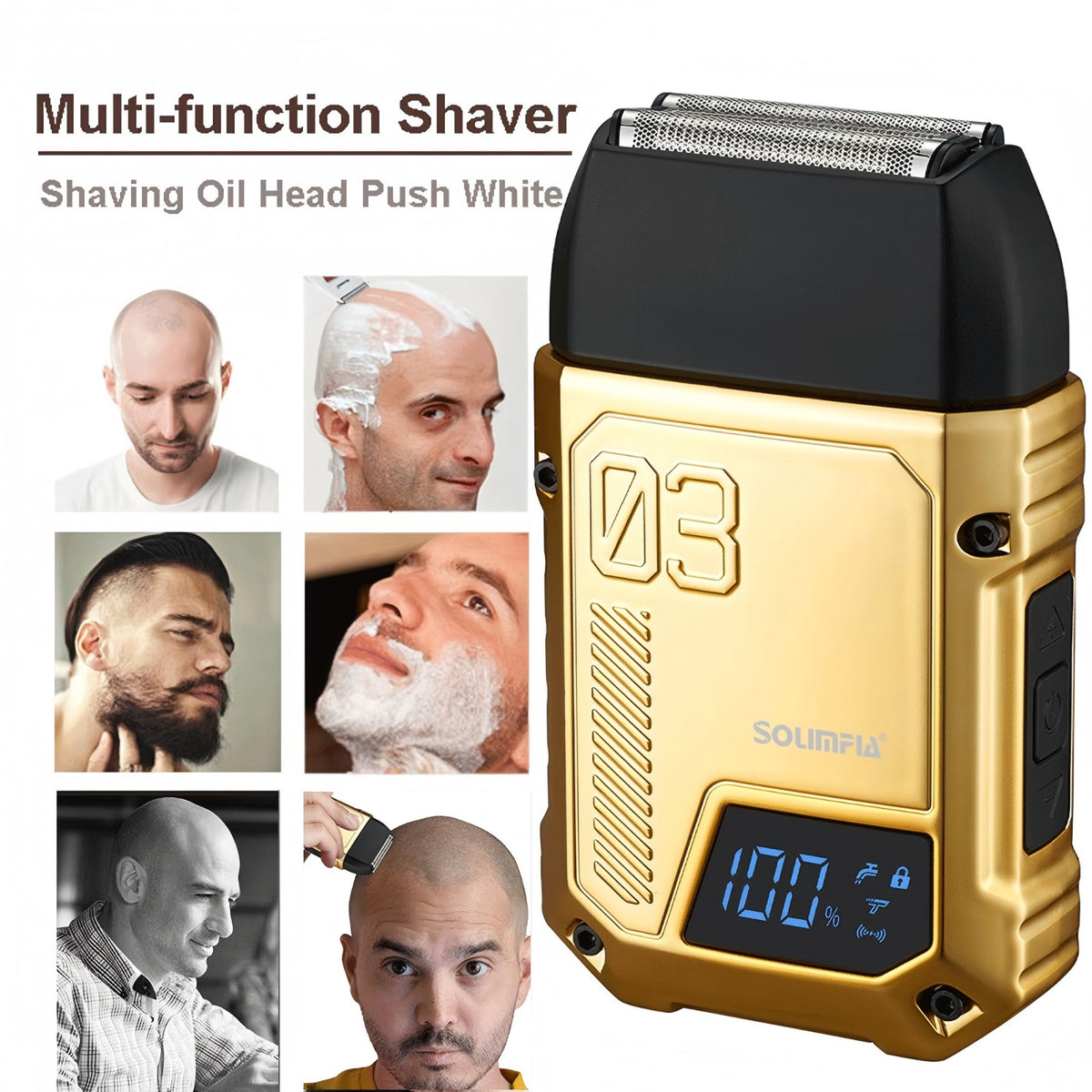 Cordless Men's Beard Trimmer with LED Display - Electric Shaver Kit