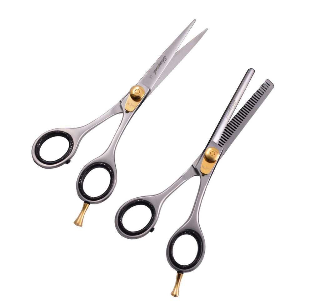 6-Inch Professional Hair Cutting Thinning Scissors Set with Razor & Pouch