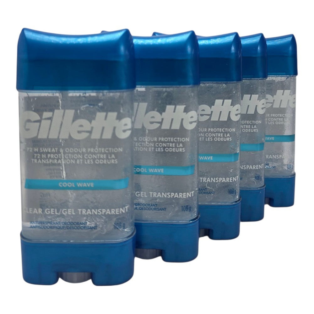 Gillette Cool Wave Men's Antiperspirant Deodorant Gel 5 Pack - Long Lasting Freshness