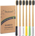 Bamboo Charcoal Toothbrushes 6 Pack - Soft BPA Bristles, Eco-Friendly & Biodegradable