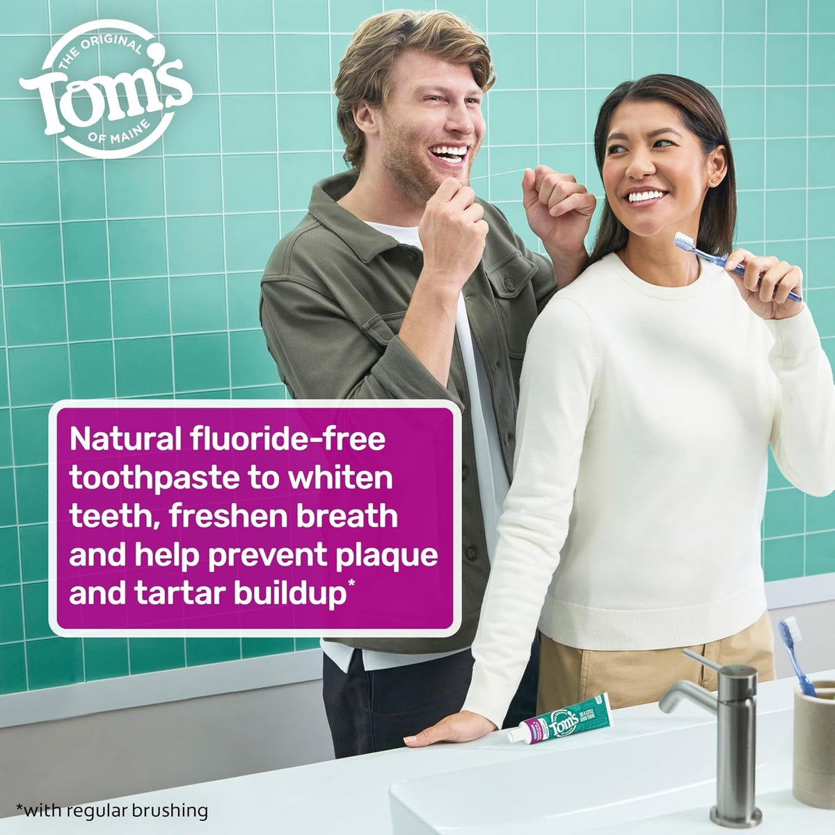 Natural Fluoride-Free Peppermint Toothpaste - Whitens & Fights Tartar, 2 Pack