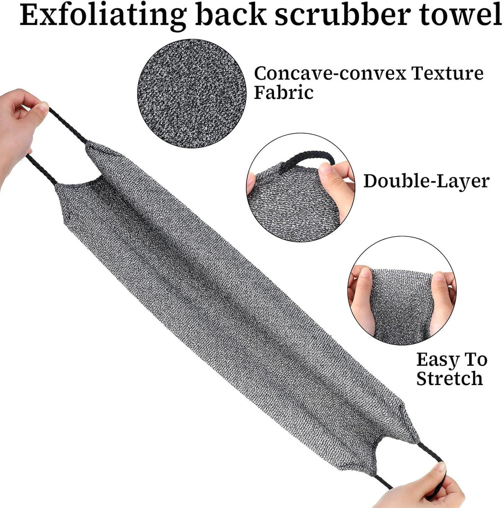 2pcs Exfoliating Back Scrubber Towels for Body Shower & Skin Care