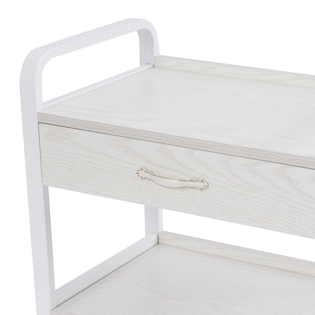 Salon Beauty Trolley Rolling Cart Storage Cabinet with Drawer - White