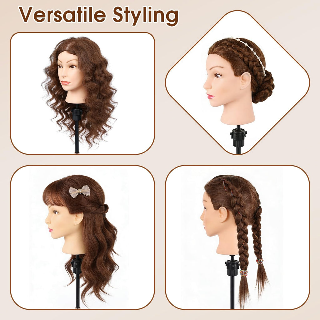 18 Inch Real Human Hair Mannequin Head for Hair Styling Training Kit