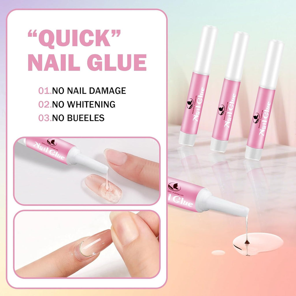 15PCS Professional Nail Tip Glue Set for Acrylic & Fake Nails