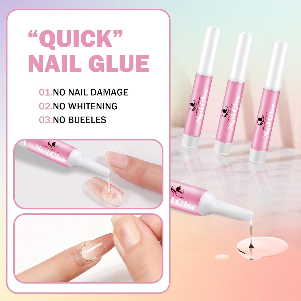 15PCS Professional Nail Tip Glue Set for Acrylic & Fake Nails