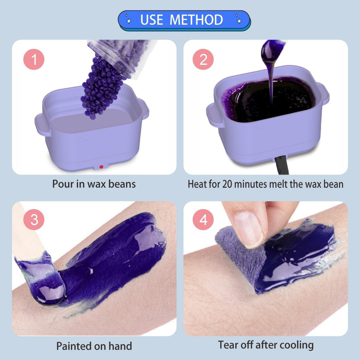Foldable Silicone Wax Warmer Hair Removal Kit Travel Home Waxing Device 500ml