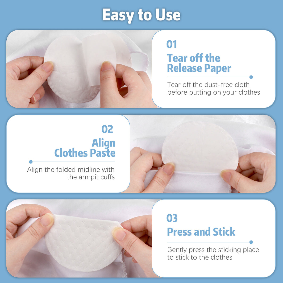 Disposable Underarm Sweat Pads - 100PCS Breathable Absorbent Shields