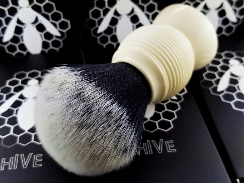 Synthetic Tuxedo Beehive Shaving Brush 26mm Knot - Ivory or Butterscotch