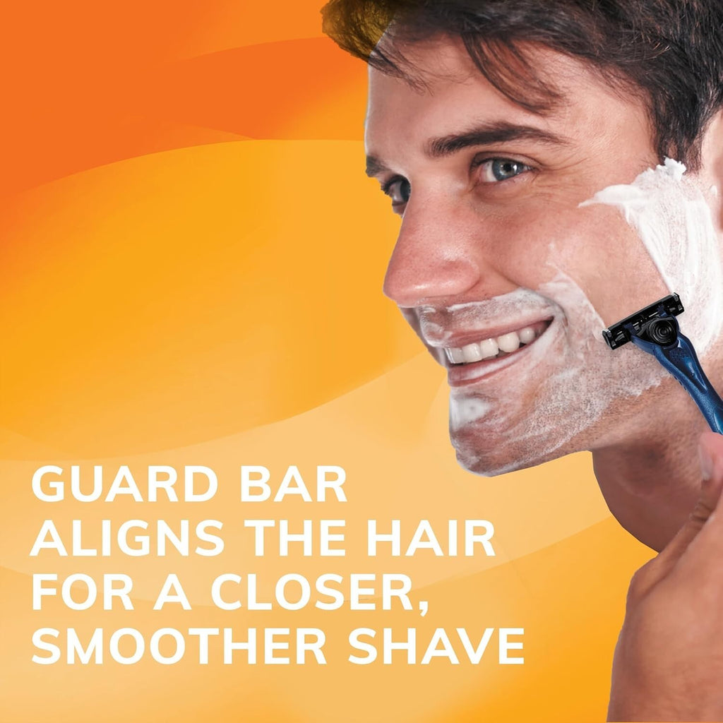 Men's Refillable 3-Blade Razor Set with Aloe & Vitamin E, Pack of 14 Refills