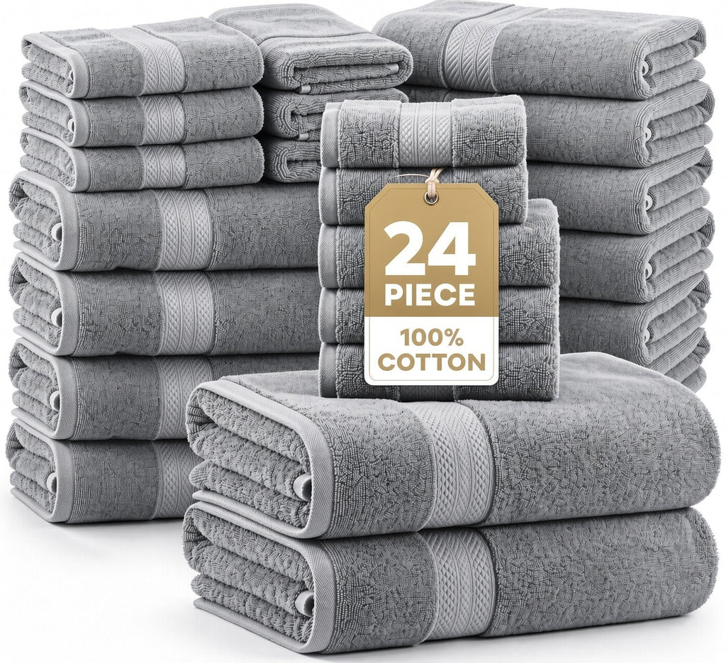 100% Cotton Hand Bath Towels Set for Spa Hotel Salon 12pcs Purple
