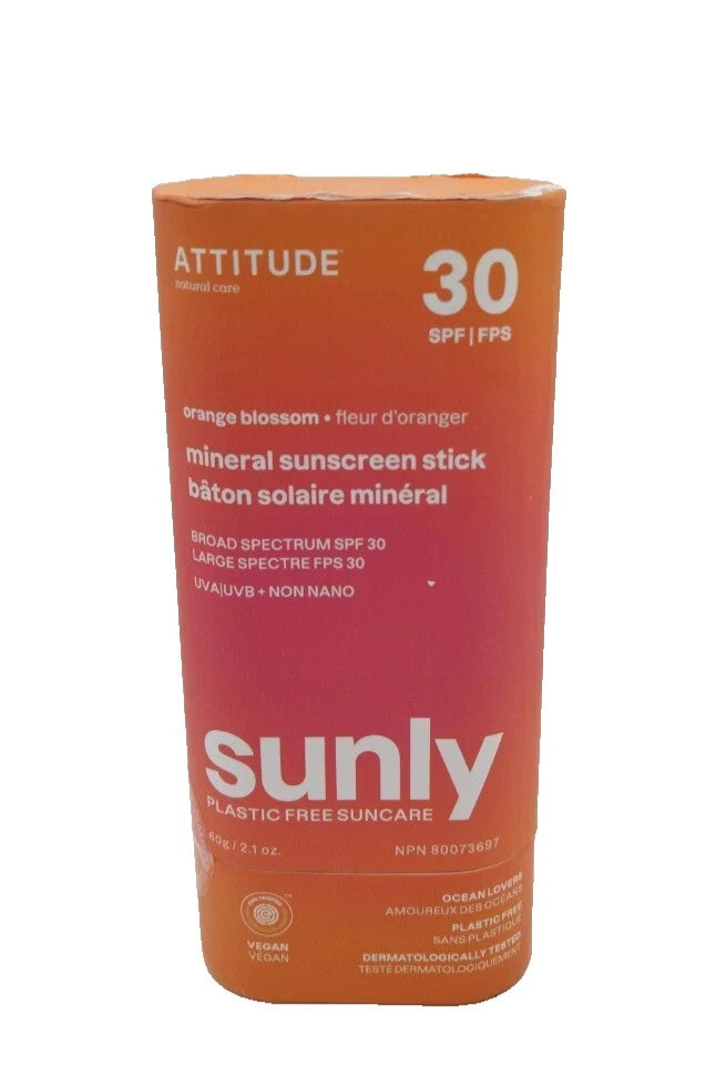 Attitude Sunly Sunscreen SPF 30 Orange Blossom 60g - Natural Skin Protection