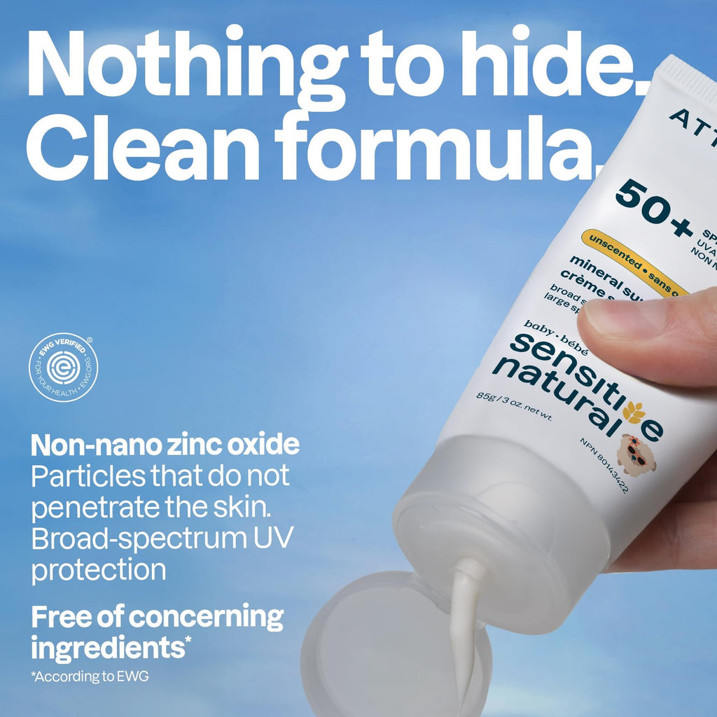Unscented Mineral Sunscreen SPF 50 for Face & Body Baby Lotion 85g