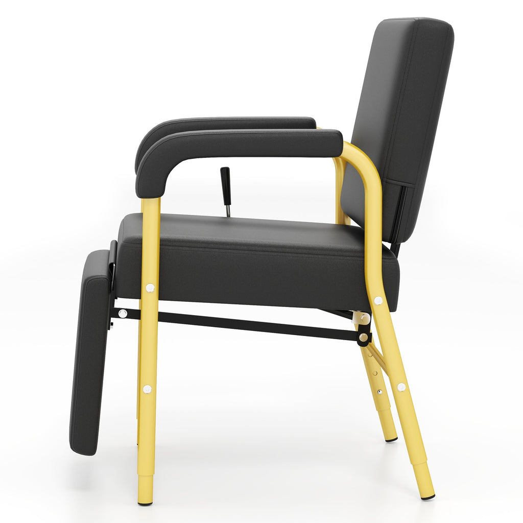 Black and Gold Reclining Barber Shampoo Chair with Support Legs for Salon Spa