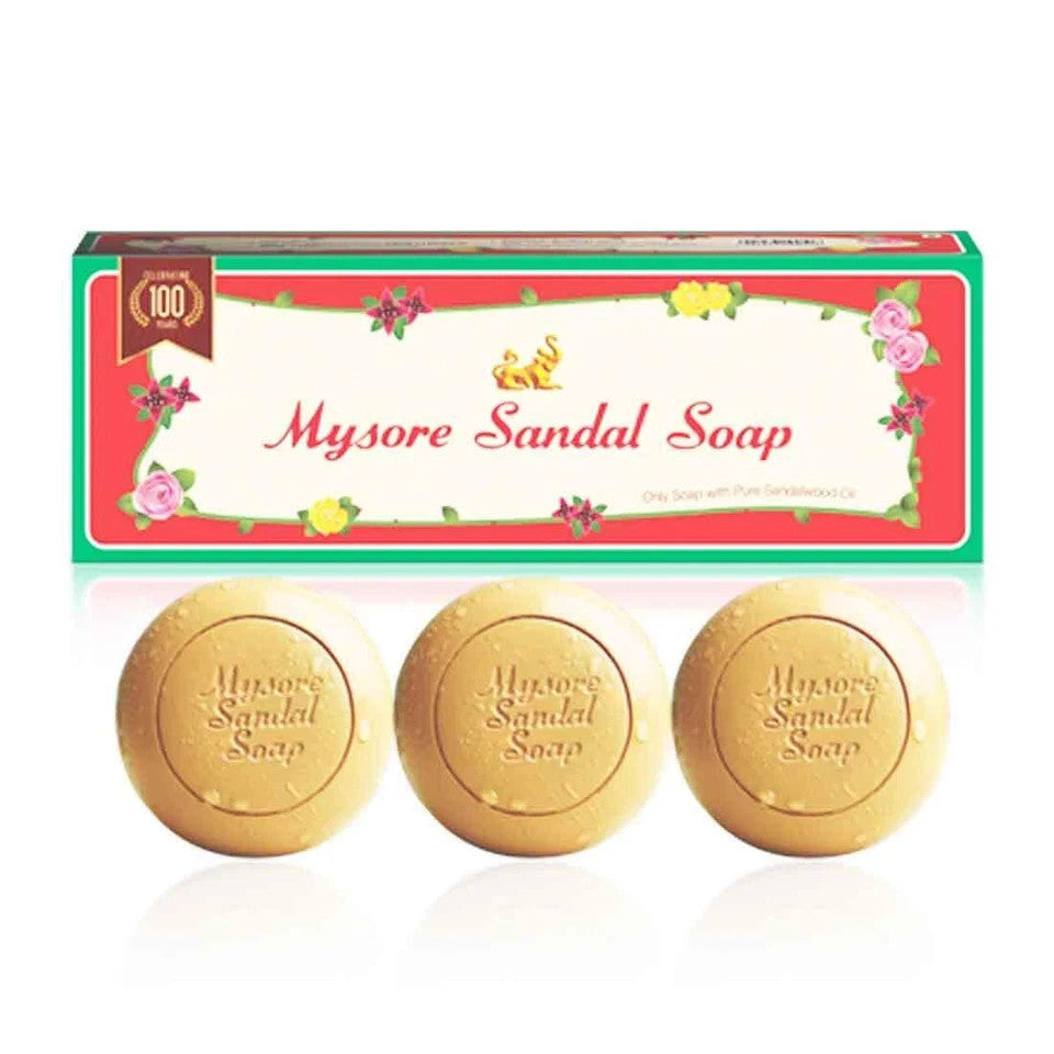 Mysore Sandal Soap 150g Pack of 3 - Natural Moisturizing Bar for Glowing Skin