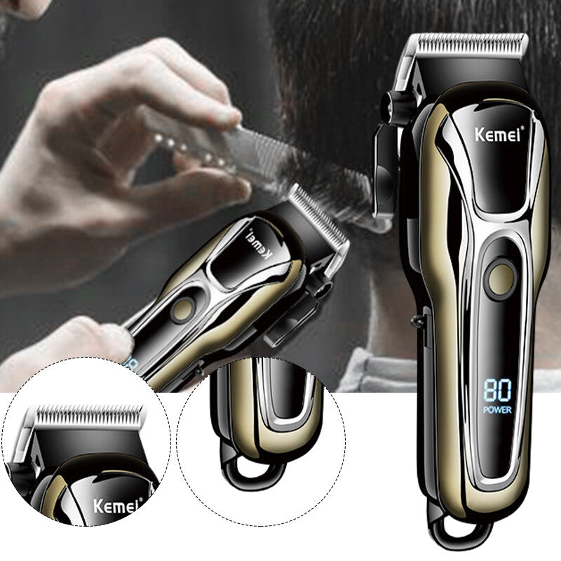 Men's Electric Hair Trimmer Razor Cordless Grooming Kit with LED Display