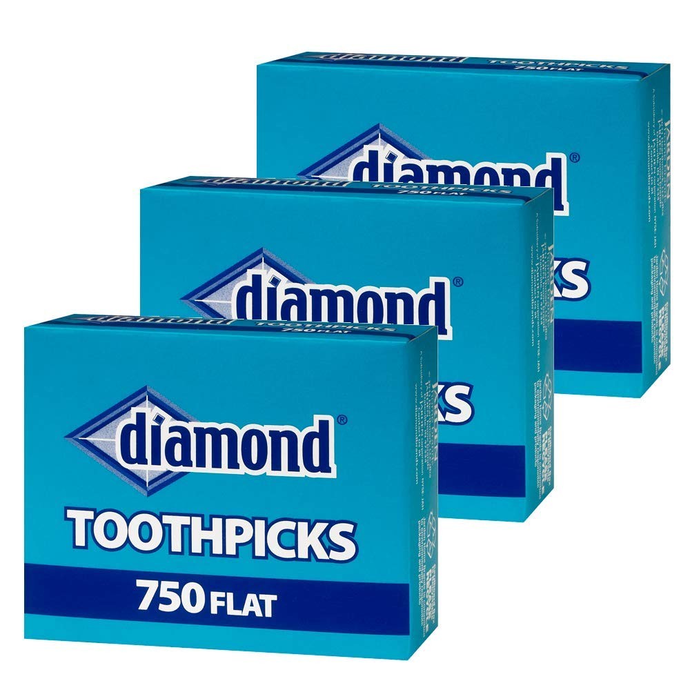 Diamond Flat Toothpicks 750 Count - Multipurpose Household & Baking Tool