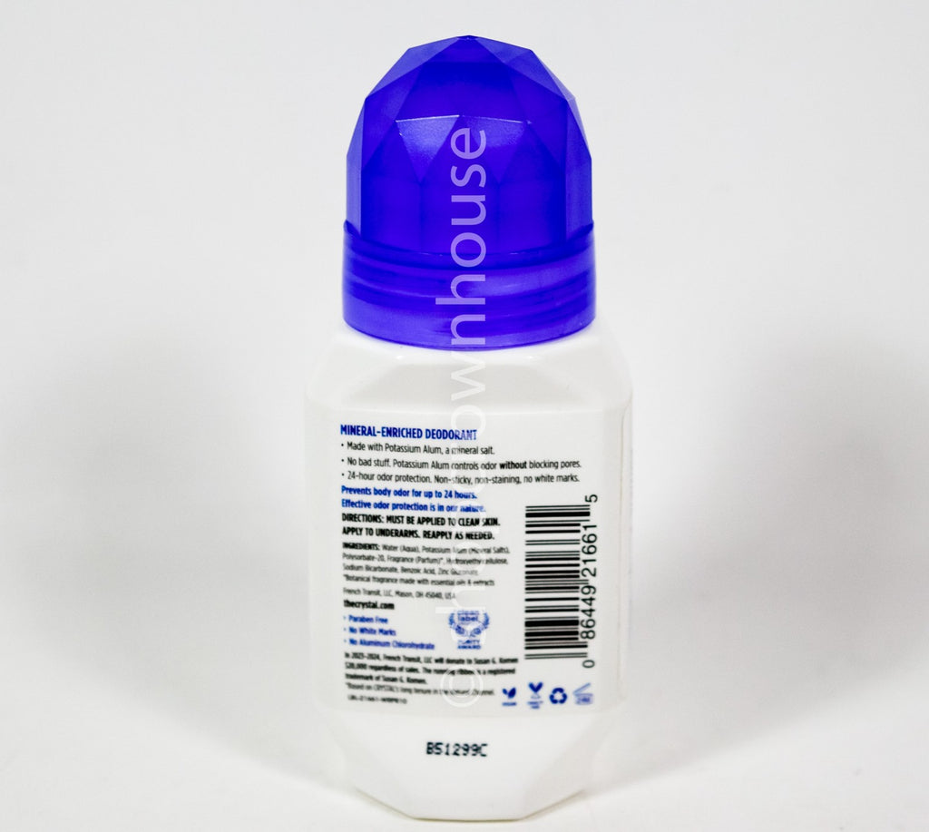 Natural Lavender White Tea Crystal Roll-On Deodorant Paraben Free 2.25 fl oz