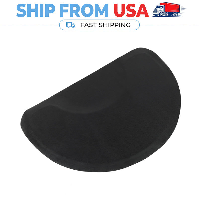 Salon Anti-Fatigue Floor Mat 3x4.5 Ft Semicircle Black for Barber & Salon Chairs