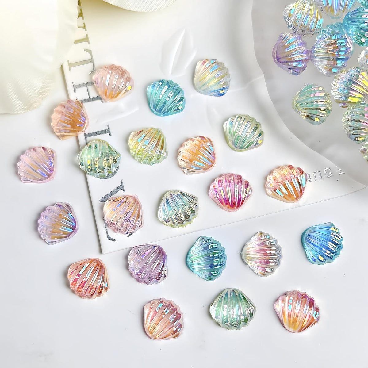 250Pcs Seashell Nail Charms - 3D Resin Ocean Beach Nail Art Accessories