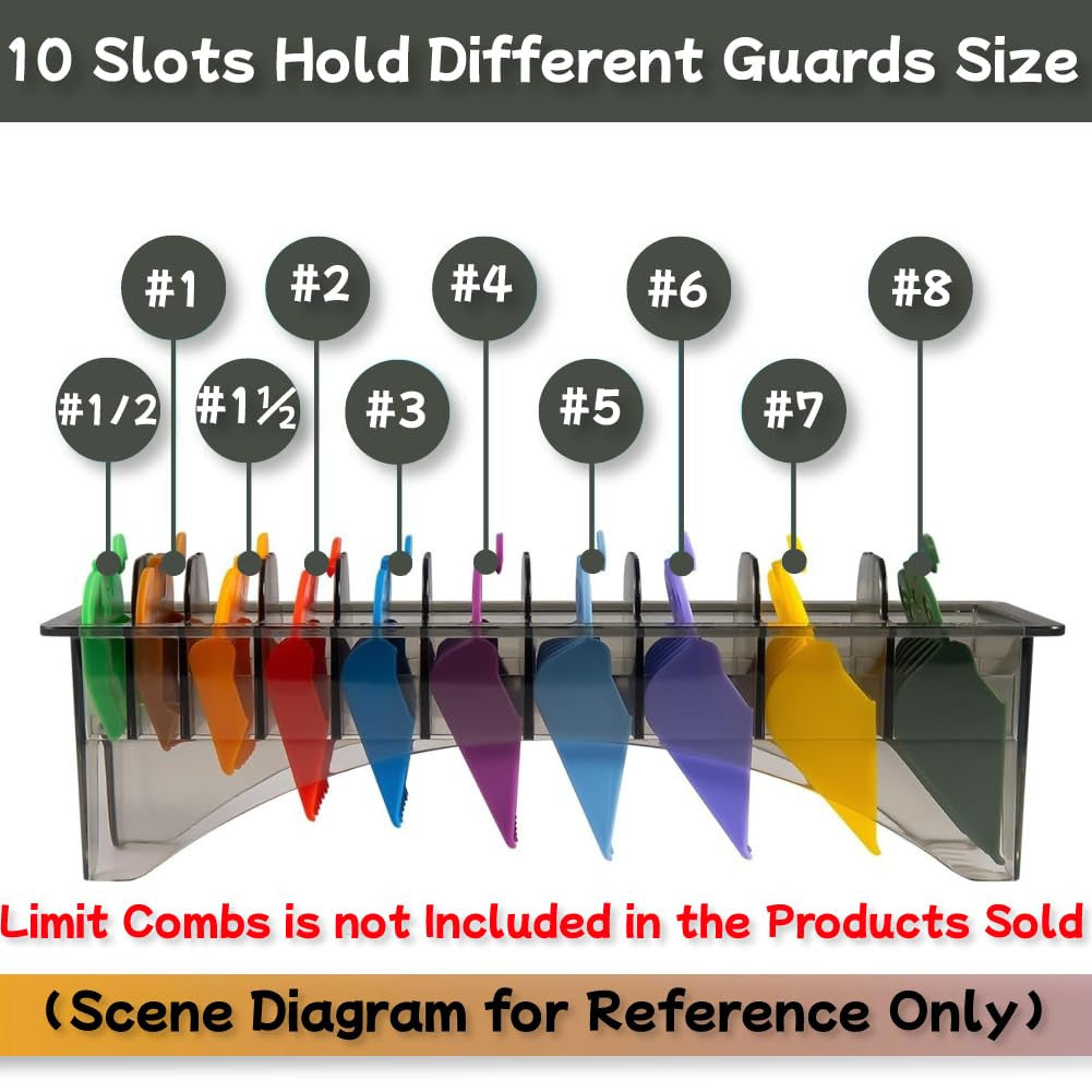 Hair Clipper Guard Holder with 10 Slots - Professional Barber Accessories