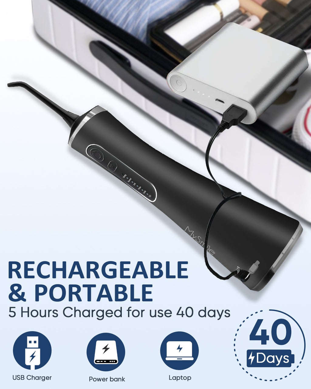 Cordless Water Flosser with 8 Nozzles, Oral Irrigator for Dental Cleaning