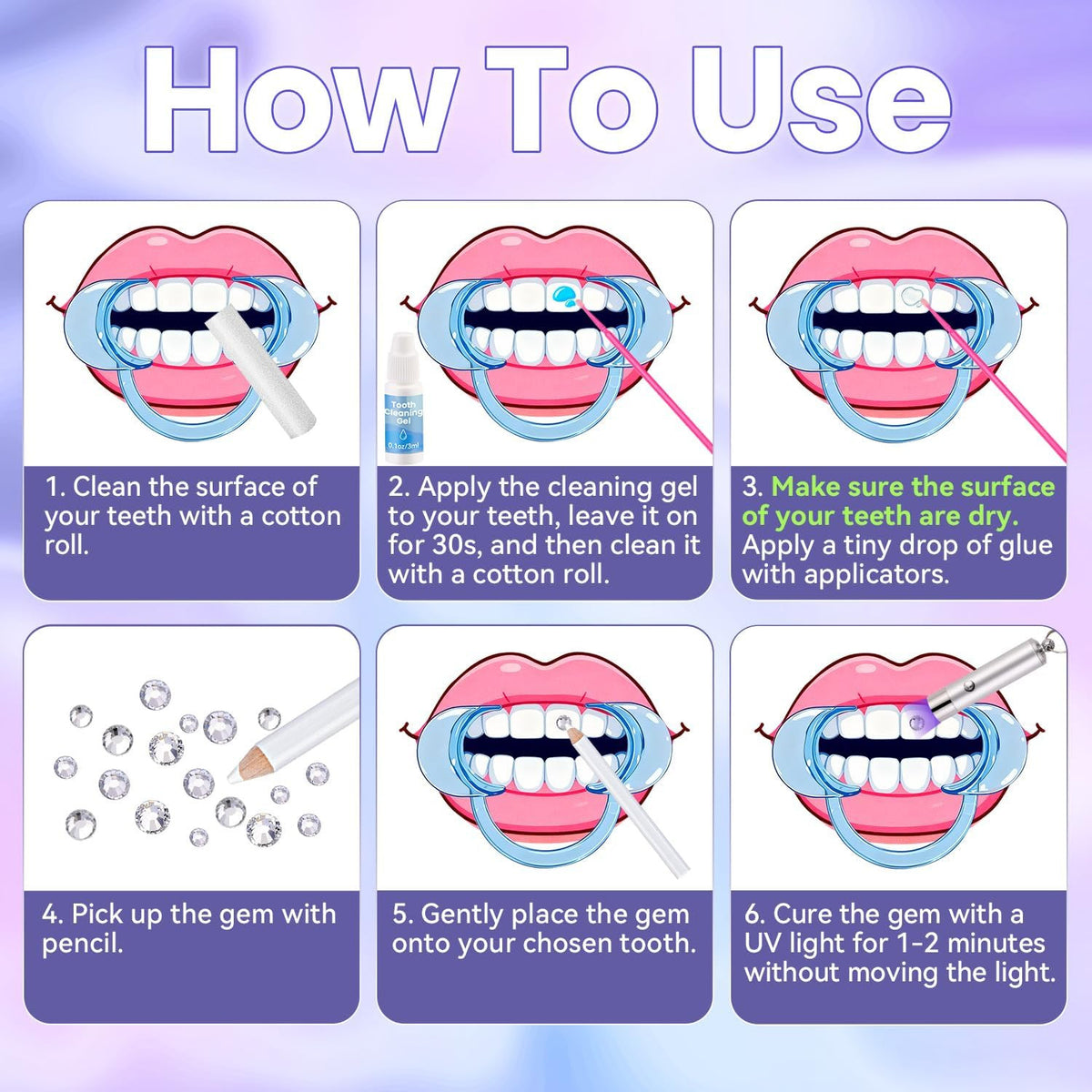 Tooth Gem Kit with Crystals for Teeth - 500 Pcs Dental Jewelry Set for Adults & Kids