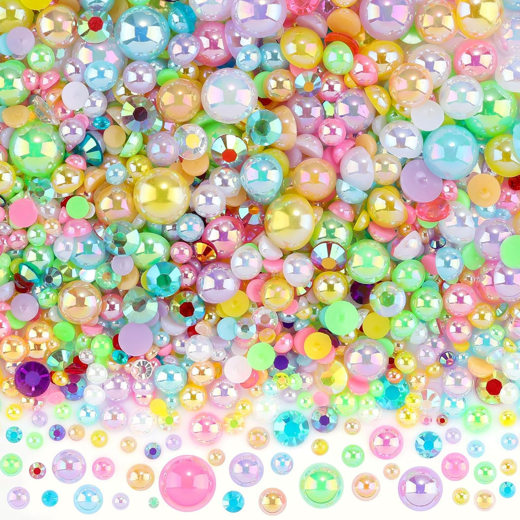 Resin Rhinestones and Half Pearls Kit for Nail Art and Crafting - 3900+ Pieces