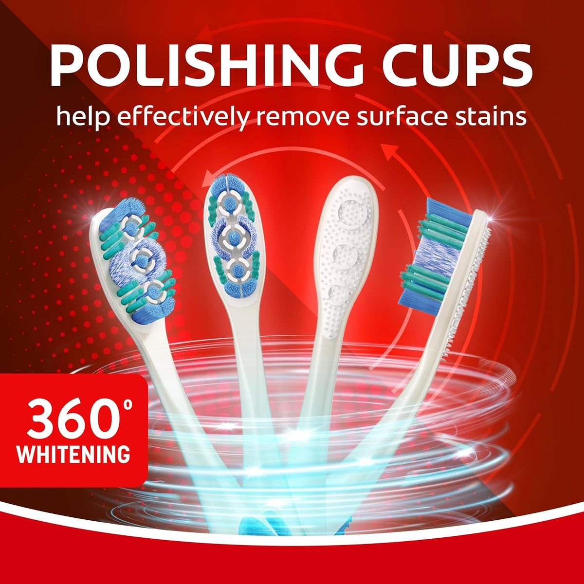 4 Pack Soft Adult Whitening Toothbrushes with Tongue & Cheek Cleaners