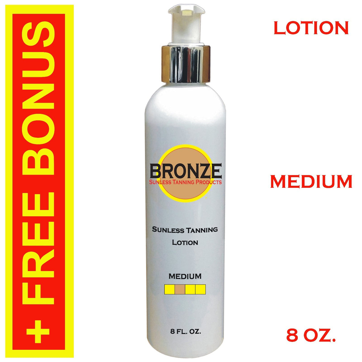 Bronze Self Tanning Lotion - Medium Dark Sunless Tanner with Mitt - 8 oz