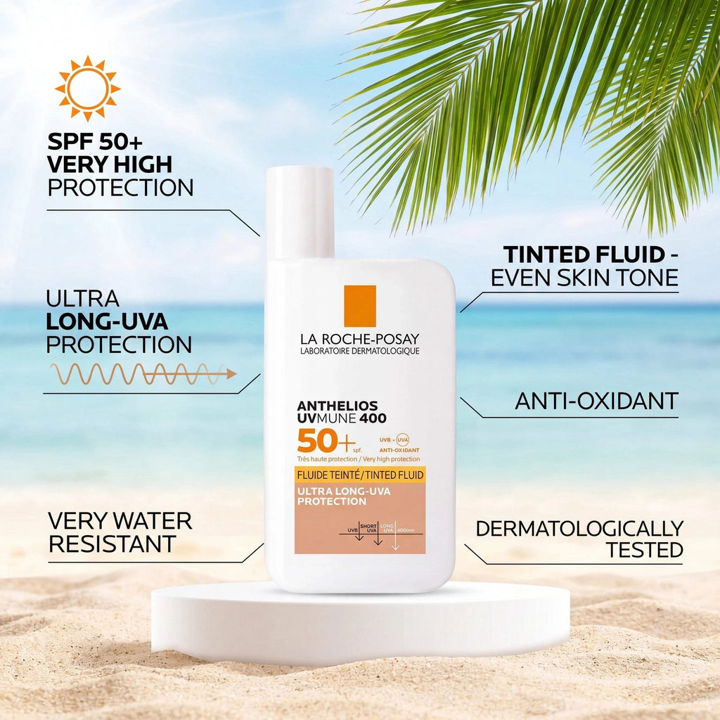 SPF50+ Tinted Sunscreen Fluid for Face - Broad Spectrum UVA & UVB Protection 50ml