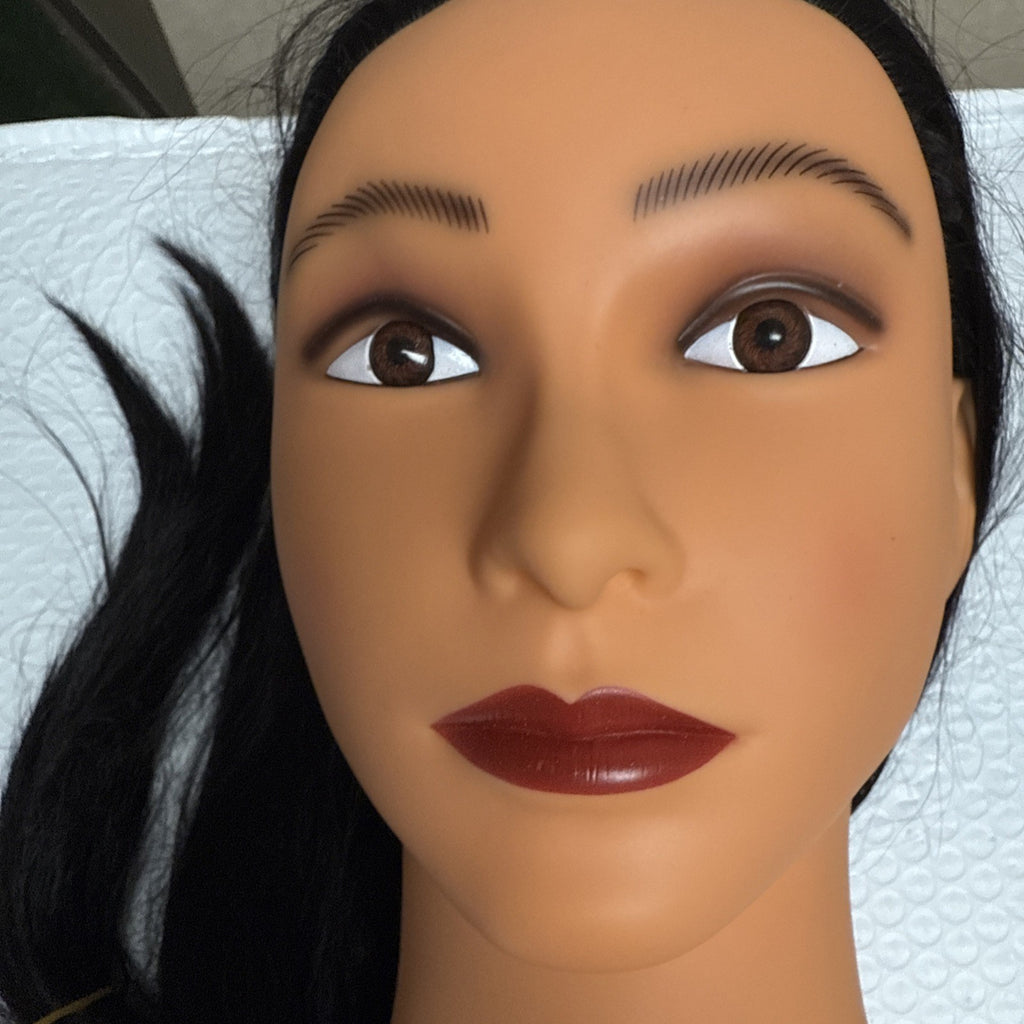 Mannequin Head with Synthetic Hair for Hairdressing Training and Styling Practice