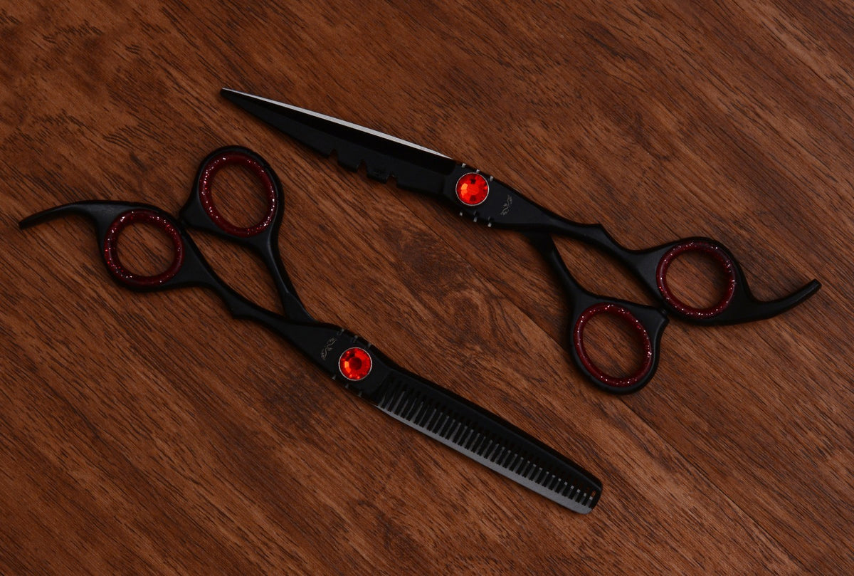 6.5 Inch Professional Hair Cutting & Thinning Scissors Set with Razor & Pouch