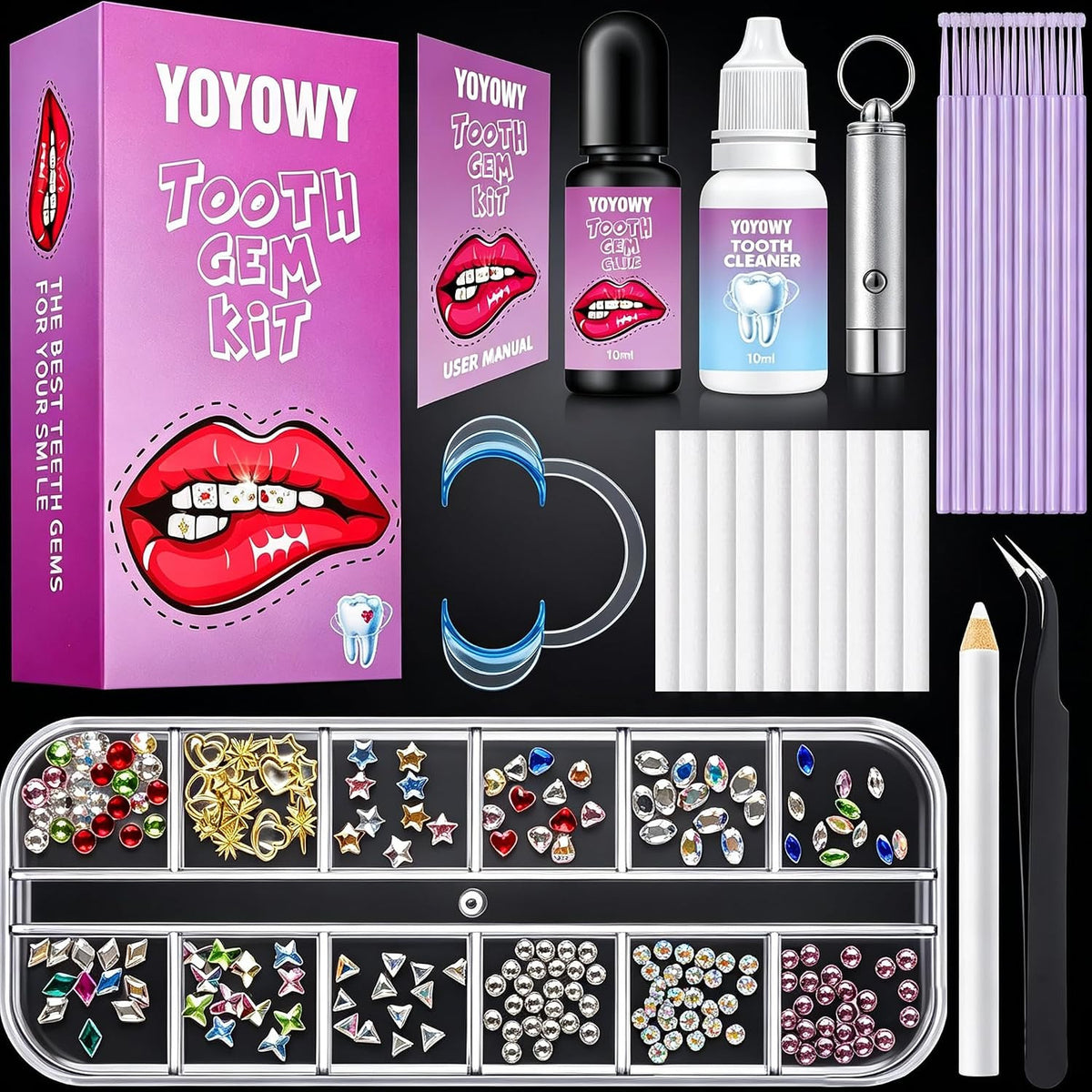 Professional Tooth Gem Kit with UV Light - Teeth Jewelry & Smile Enhancement
